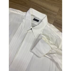 VTG Gitman Brothers USA solid white French cuff tuxedo dress shirt, 18.5-33
